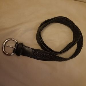 Kohl's Black Woven Leather Belt Sz 1X EUC